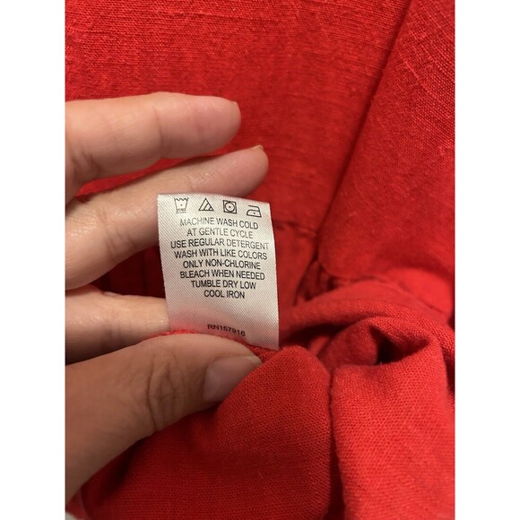 C. WONDER Red Orange Knee Length Linen Blend Short Sleeve Dress Women’s Size XS - Picture 3 of 4